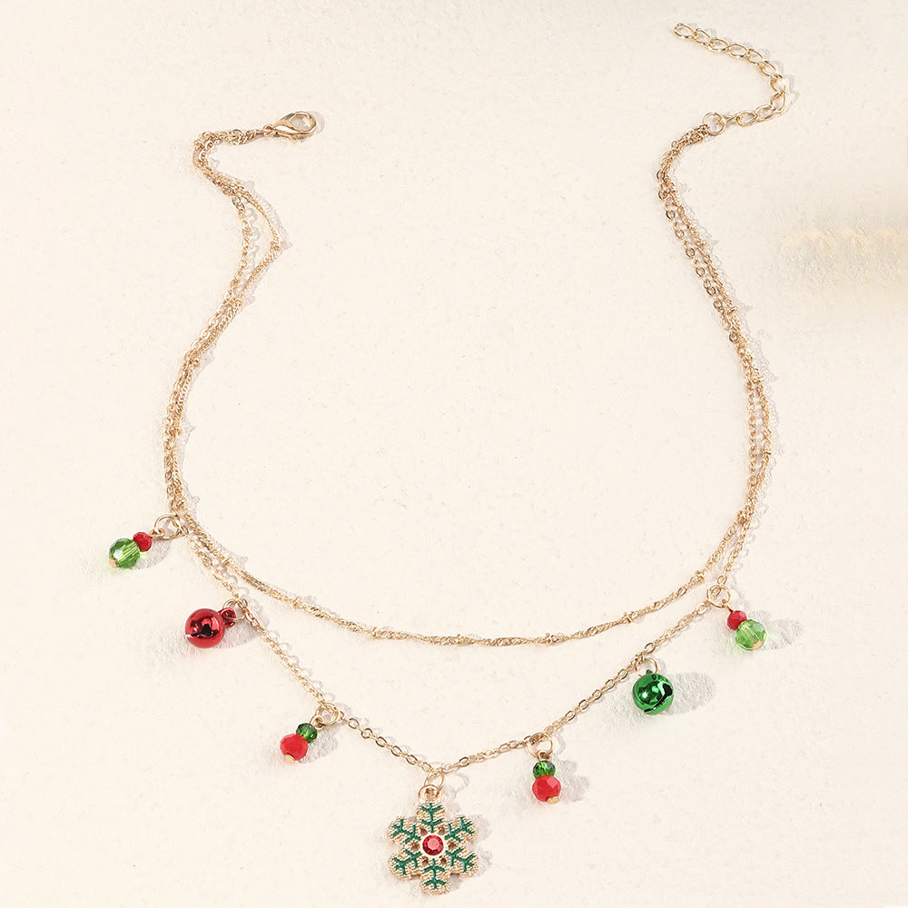 Christmas Snowflake Double Layered Necklace