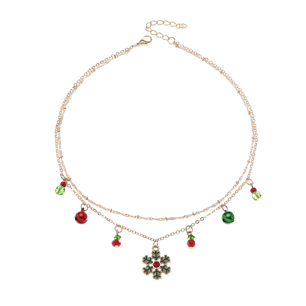 Christmas Snowflake Double Layered Necklace