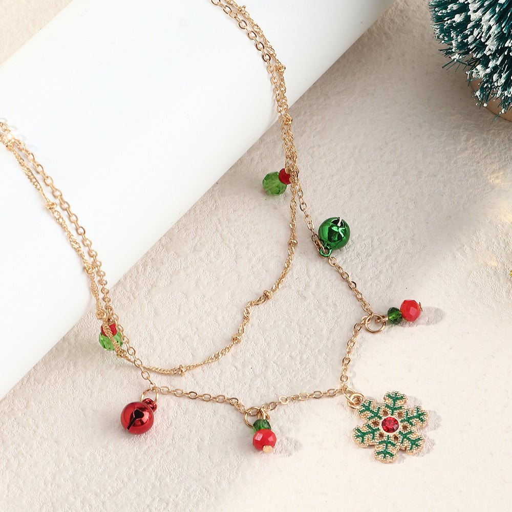 Christmas Snowflake Double Layered Necklace