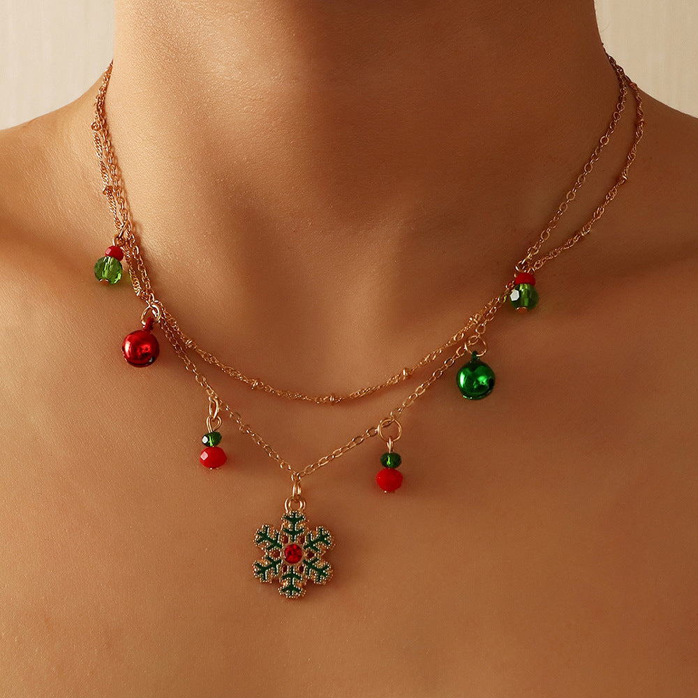 Christmas Snowflake Double Layered Necklace